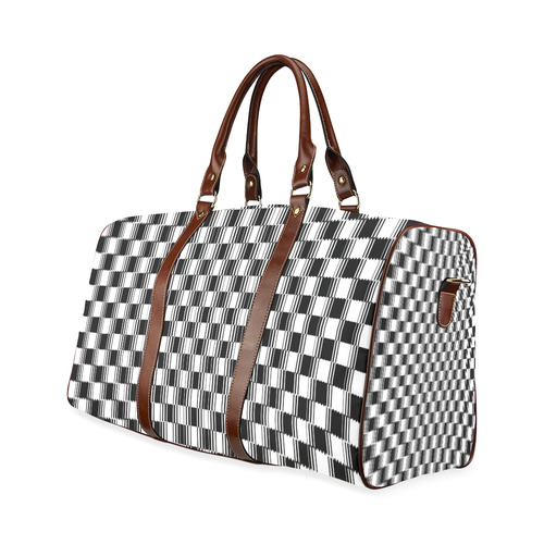 BLACK AND WHITE TILED Waterproof Travel Bag/Small (Model 1639)