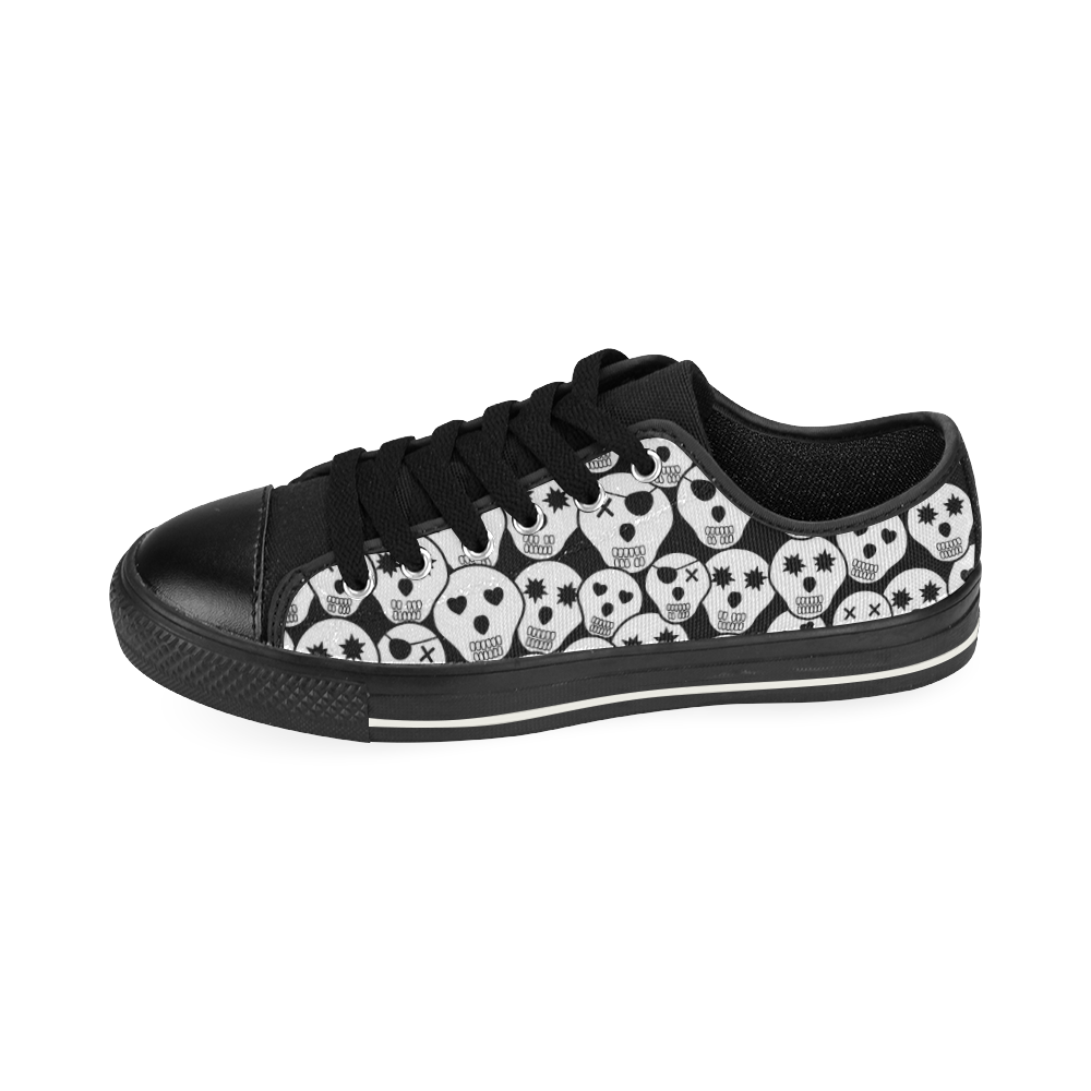 Silly Skull Halloween Design Canvas Women's Shoes/Large Size (Model 018)