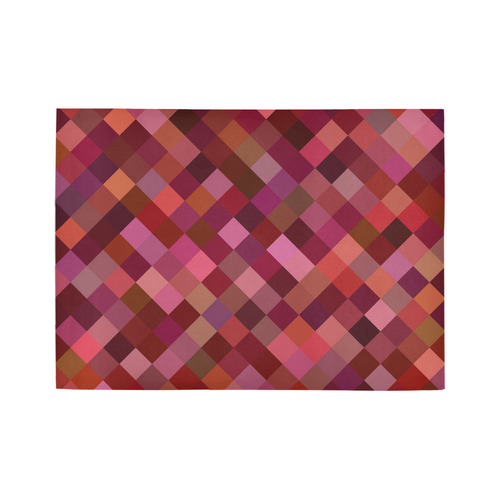 Autumn Colored Squares Red Area Rug7'x5'