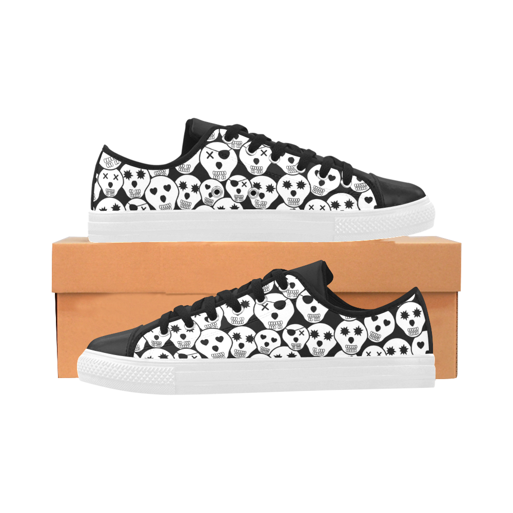 Silly Skull Halloween Design Aquila Microfiber Leather Women's Shoes/Large Size (Model 031)