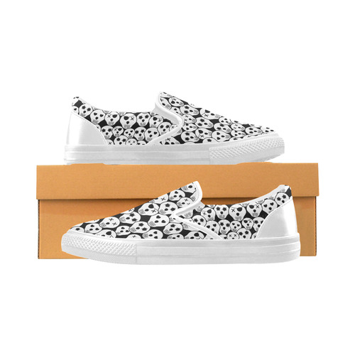 Silly Skull Halloween Design Women's Unusual Slip-on Canvas Shoes (Model 019)