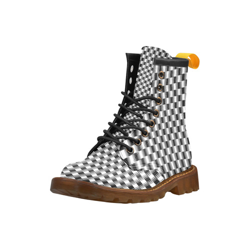 BLACK AND WHITE TILED High Grade PU Leather Martin Boots For Men Model 402H