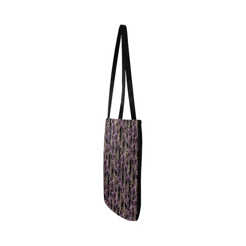 Floral striped brown violet Reusable Shopping Bag Model 1660 (Two sides)