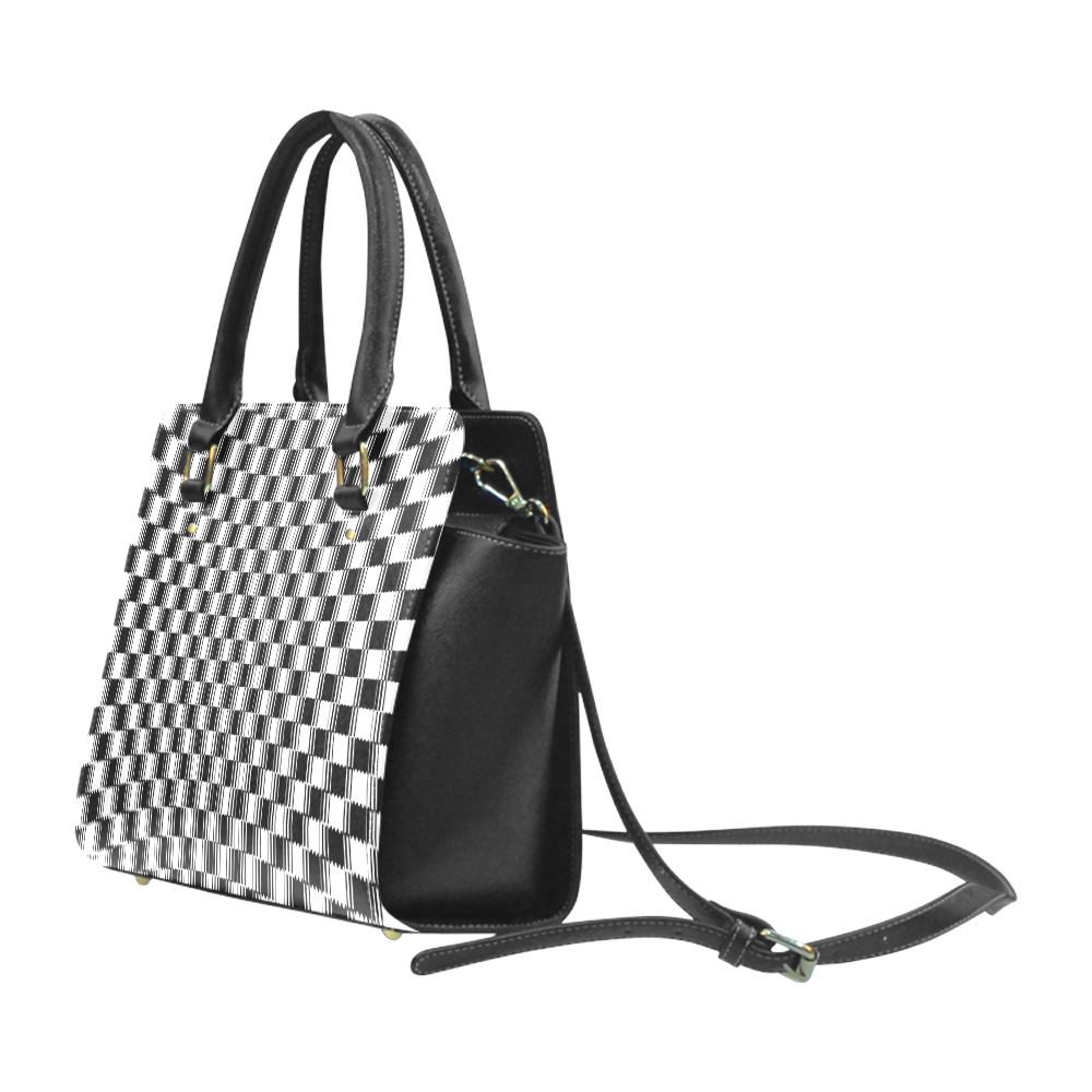 BLACK AND WHITE TILED Classic Shoulder Handbag (Model 1653)