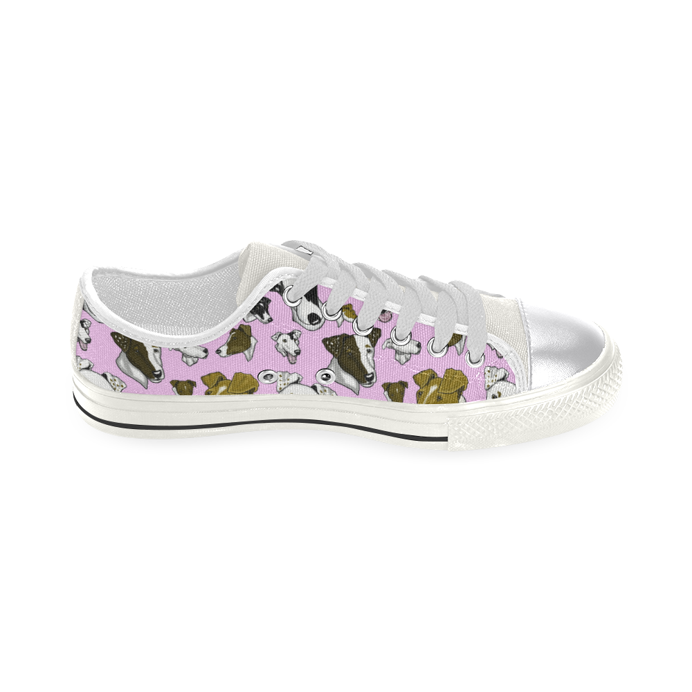 Smooth Fox Terrier-- pink Canvas Women's Shoes/Large Size (Model 018)