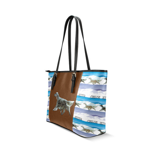 English Setter Rockin the Rockies Leather Tote Bag/Small (Model 1640)