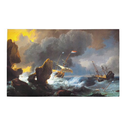 Ludolf Bakhuizen-Ships in Distress off a Rocky Coa Azalea Doormat 30" x 18" (Sponge Material)