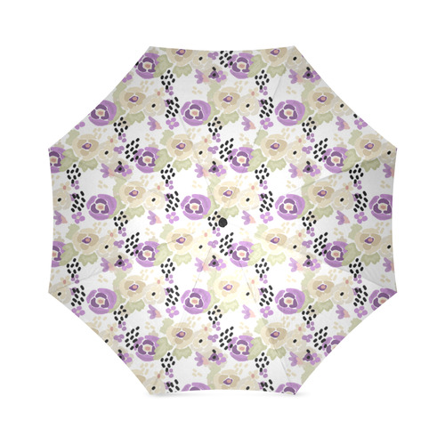 Floral purple beige green Foldable Umbrella (Model U01)