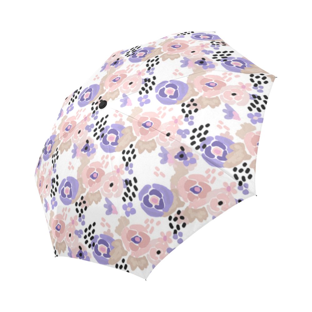 Floral purple pink Auto-Foldable Umbrella (Model U04)