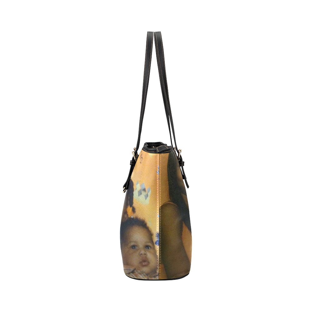 WE ARE FAMILY LEATHER TOTE BAG Leather Tote Bag/Small (Model 1651)