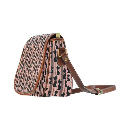 Cats , brown background Saddle Bag/Small (Model 1649) Full Customization