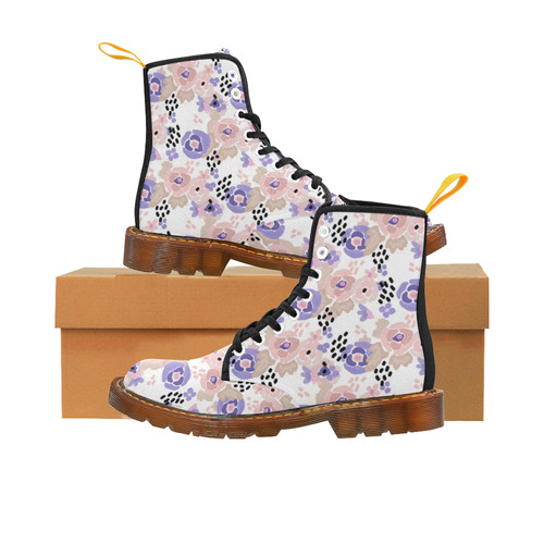 Floral purple pink Martin Boots For Women Model 1203H