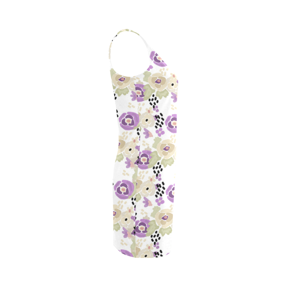 Floral purple beige green Medea Vest Dress (Model D06)