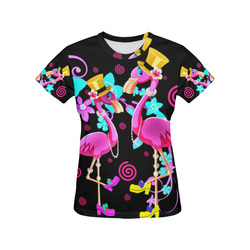 Fashionista pink flamingo gals 2 All Over Print T-Shirt for Women (USA Size) (Model T40)