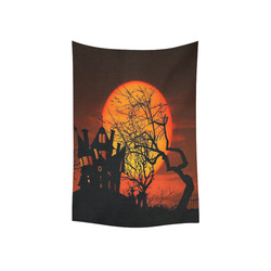 Haunted House Sunset Silhouette Cotton Linen Wall Tapestry 40"x 60"