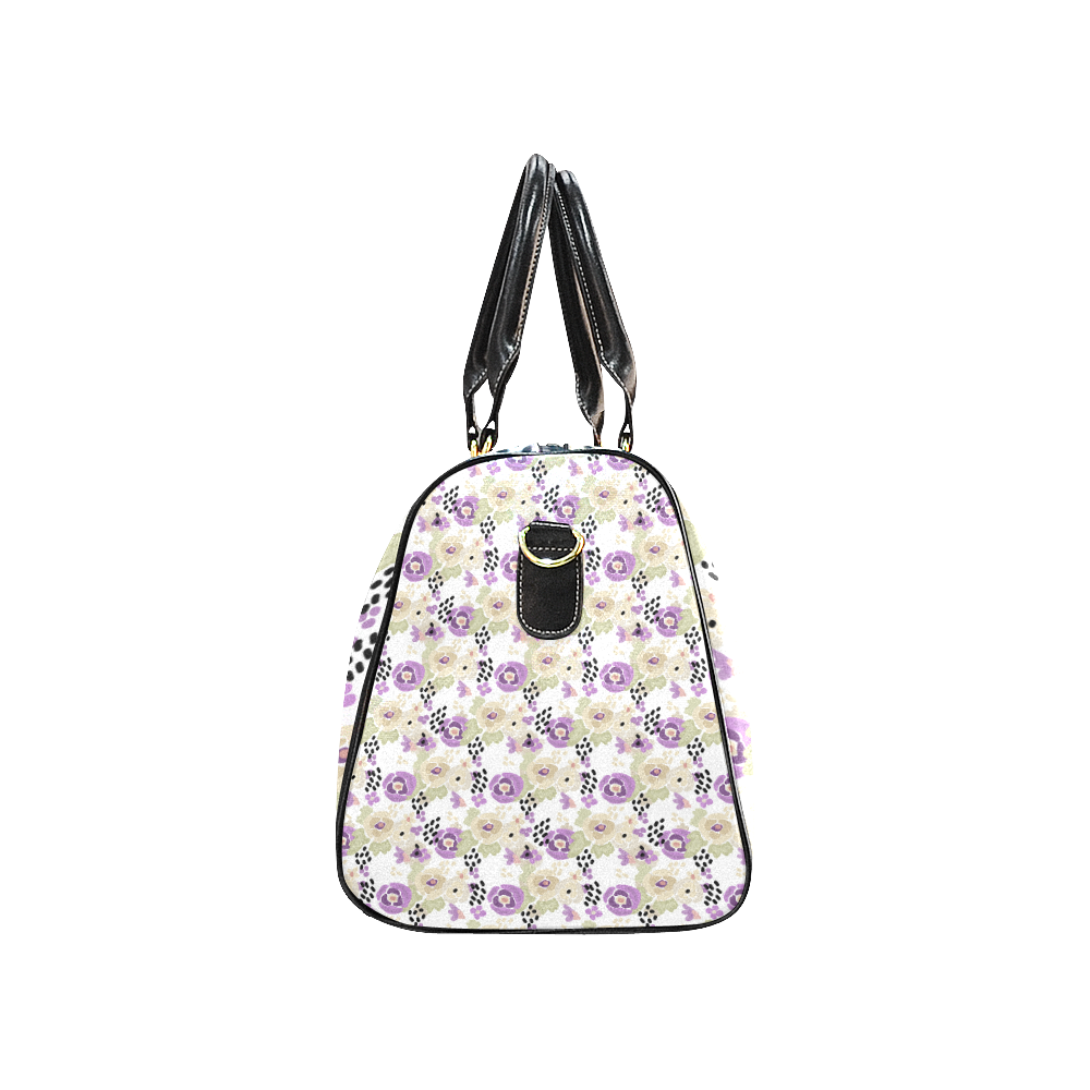 Floral purple beige green New Waterproof Travel Bag/Large (Model 1639)