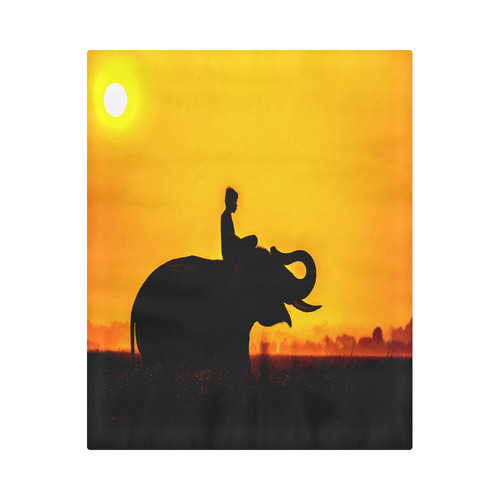 Elephant Ride Sunset Silhouette Duvet Cover 86"x70" ( All-over-print)