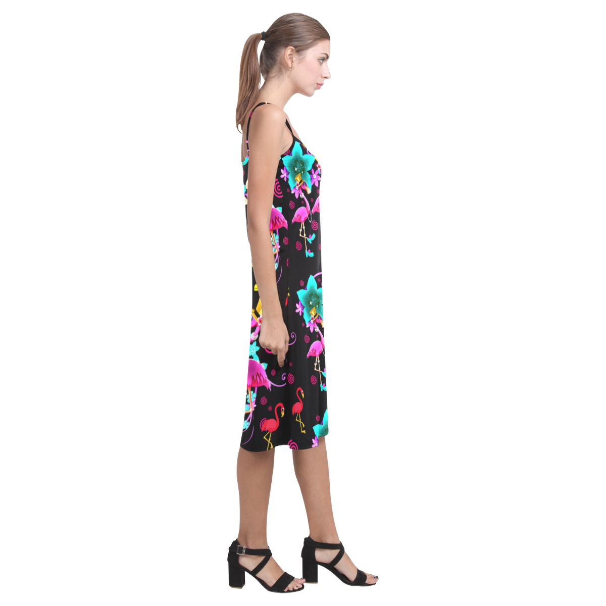 Fashionista pink flamingo gals 2 Alcestis Slip Dress (Model D05)