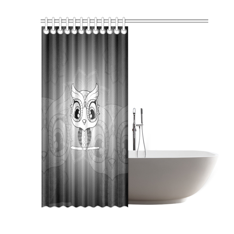 Cute owl, mandala design black and white Shower Curtain 60"x72"