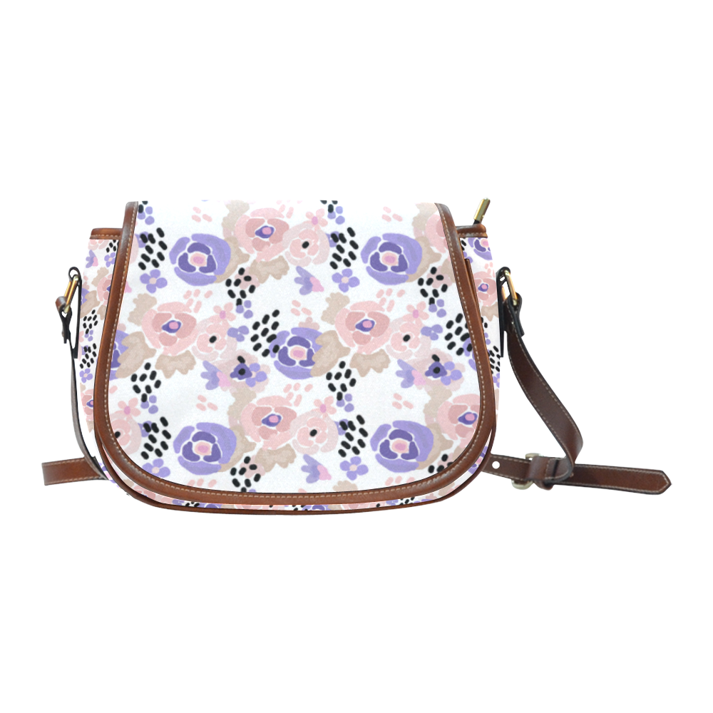 Floral purple pink Saddle Bag/Small (Model 1649) Full Customization