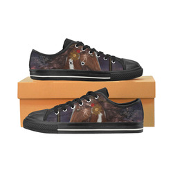 Awesome steampunk horse with clocks gears Canvas Women's Shoes/Large Size (Model 018)