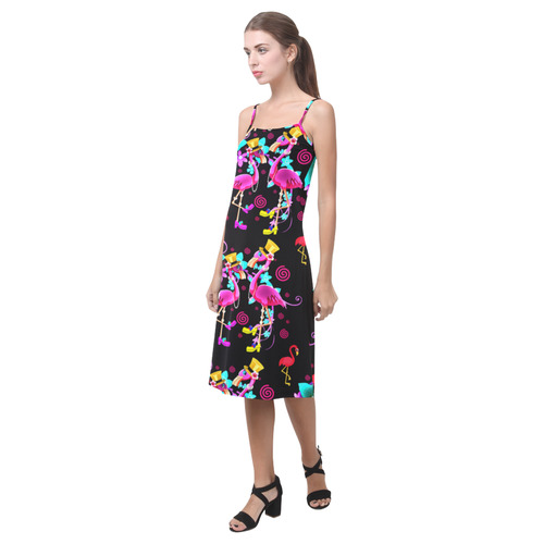 Fashionista pink flamingo gals 2 Alcestis Slip Dress (Model D05)