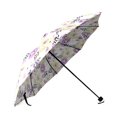 Floral purple beige green Foldable Umbrella (Model U01)