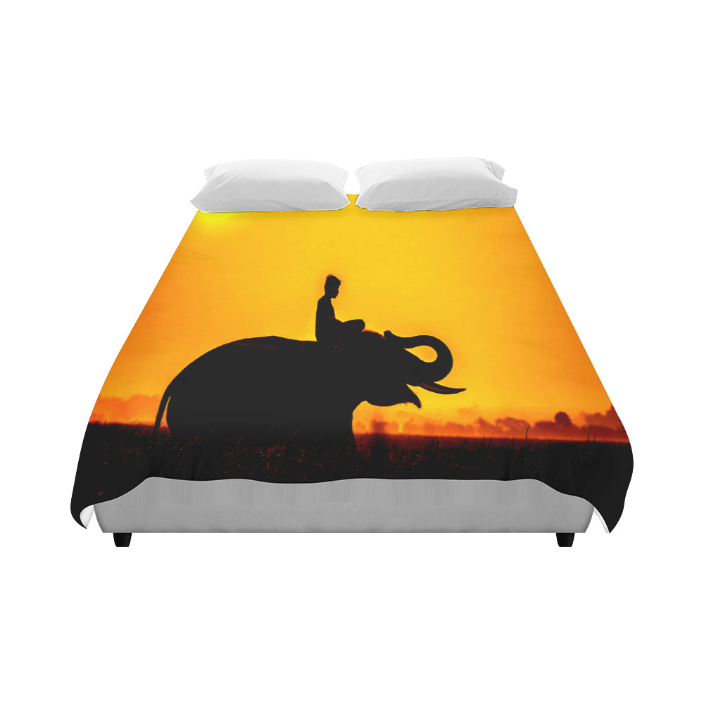Elephant Ride Sunset Silhouette Duvet Cover 86"x70" ( All-over-print)