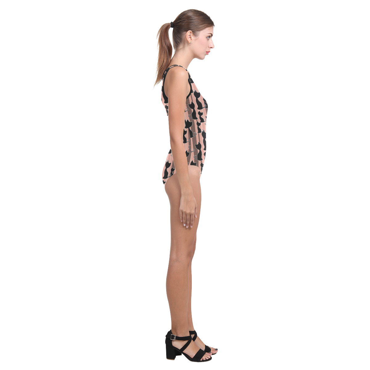Cats , brown background Vest One Piece Swimsuit (Model S04)