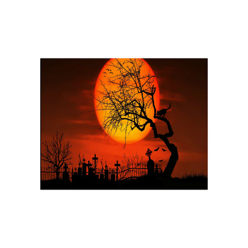 Graveyard Sunset Silhouette Poster 14"x11"