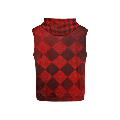 Christmas Red Square All Over Print Sleeveless Hoodie for Kid (Model H15)