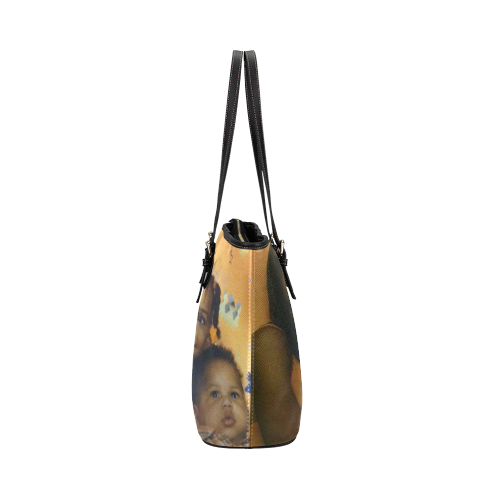 WE ARE FAMILY LEATHER TOTE BAG Leather Tote Bag/Small (Model 1651)