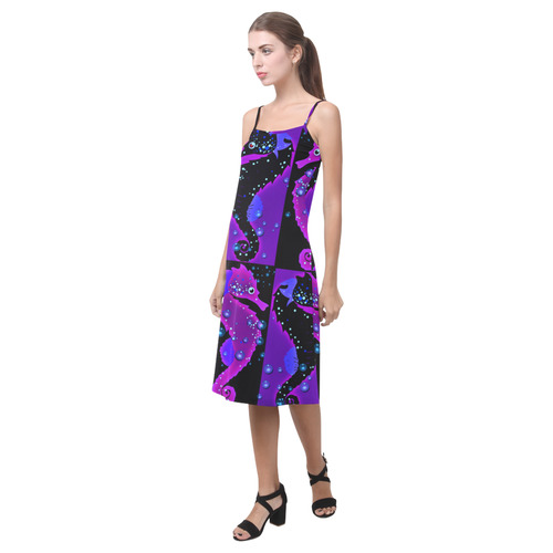 Seahorse Parade purple  2 Alcestis Slip Dress (Model D05)