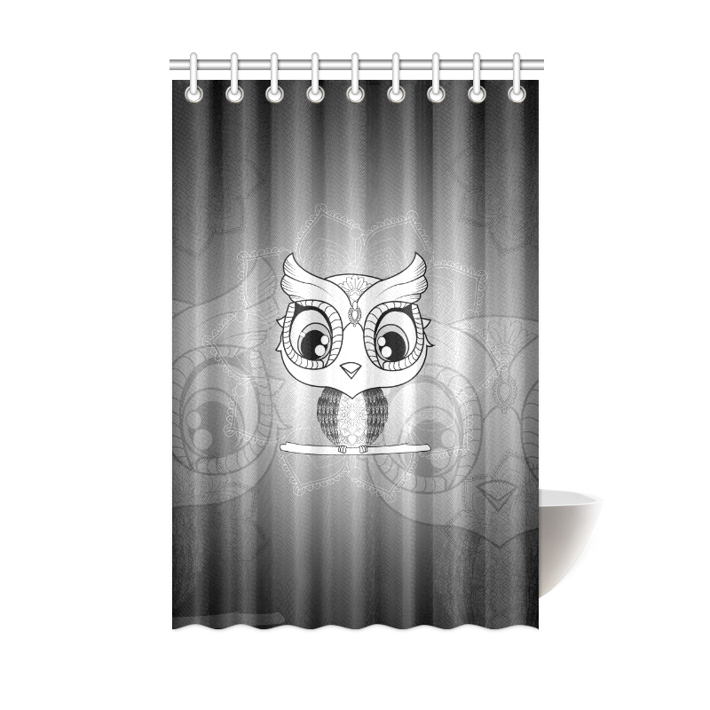 Cute owl, mandala design black and white Shower Curtain 48"x72"