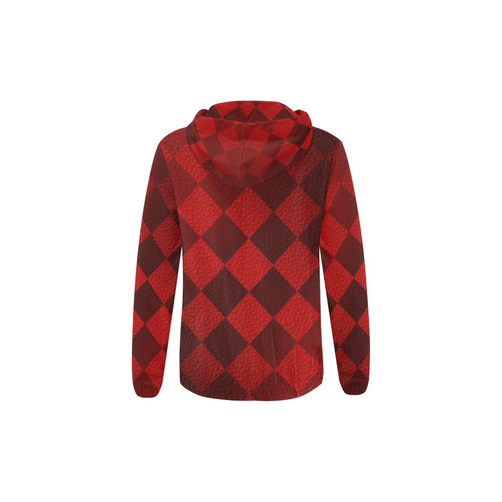 Christmas Red Square All Over Print Full Zip Hoodie for Kid (Model H14)