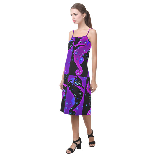 Seahorse Parade purple Alcestis Slip Dress (Model D05)