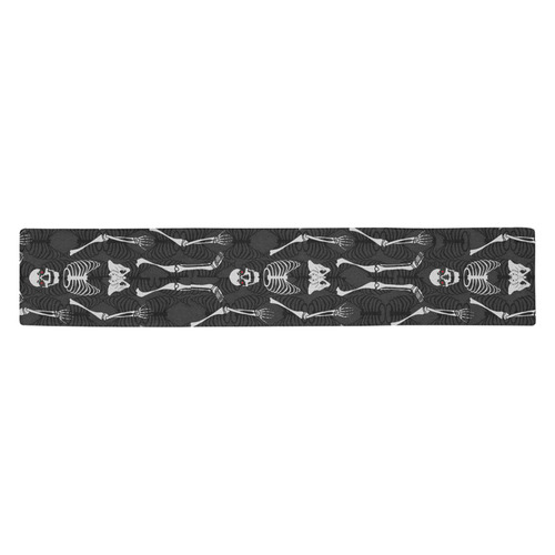 Black & White Skeletons Halloween Table Runner 14x72 inch