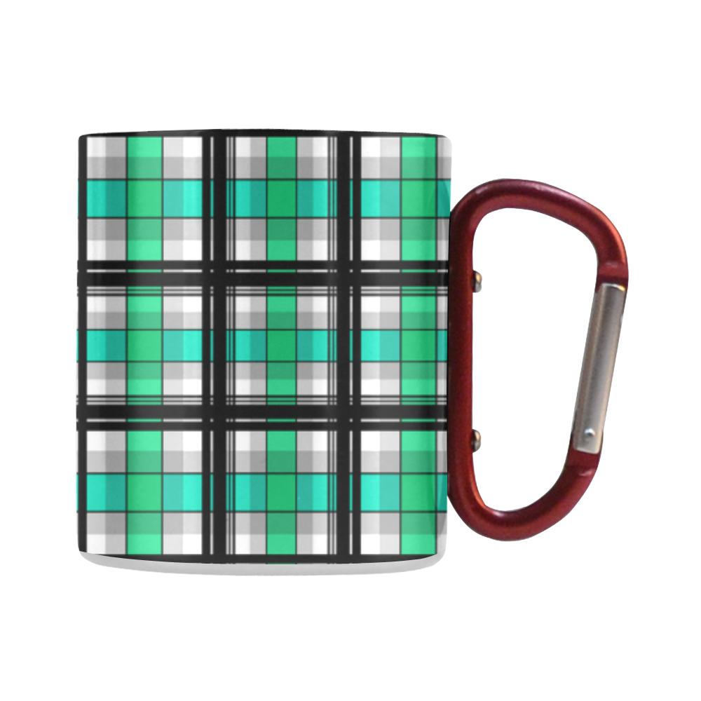 Plaid tartan green , Teal , black Classic Insulated Mug(10.3OZ)