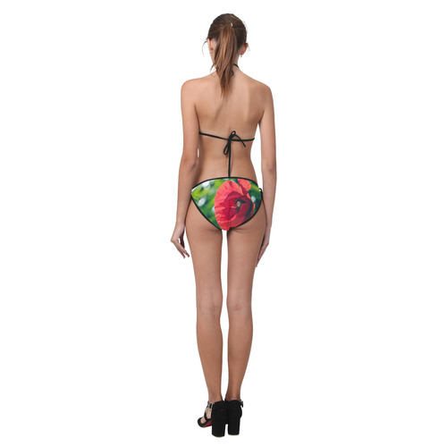Red Poppy Flower Floral Art Custom Bikini Swimsuit (Model S01)