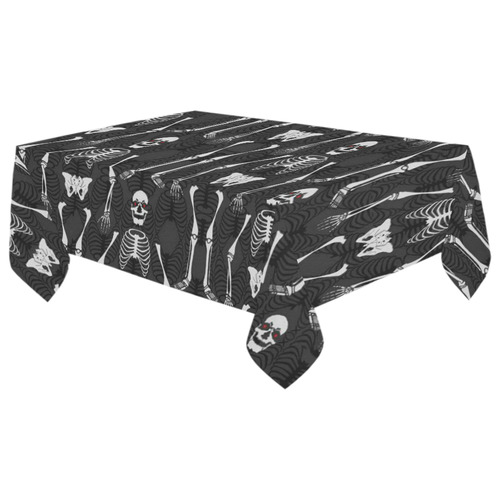 Black & White Skeletons Cotton Linen Tablecloth 60"x 104"
