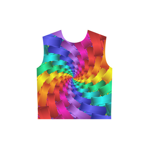 Psychedelic Rainbow Spiral All Over Print Sleeveless Hoodie for Women (Model H15)