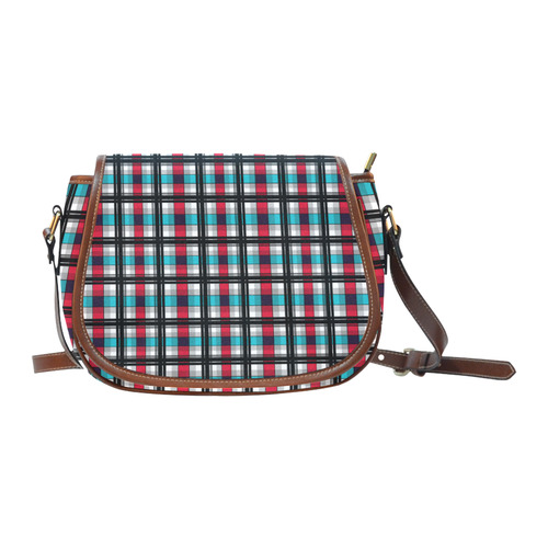 Plaid tartan red blue black Saddle Bag/Small (Model 1649) Full Customization