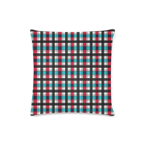 Plaid tartan red blue black Custom Zippered Pillow Case 16"x16"(Twin Sides)