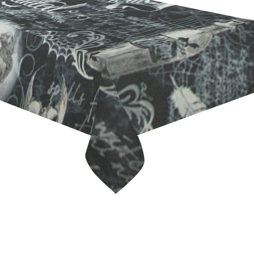 Black & White Haunted Halloween Cotton Linen Tablecloth 60"x120"