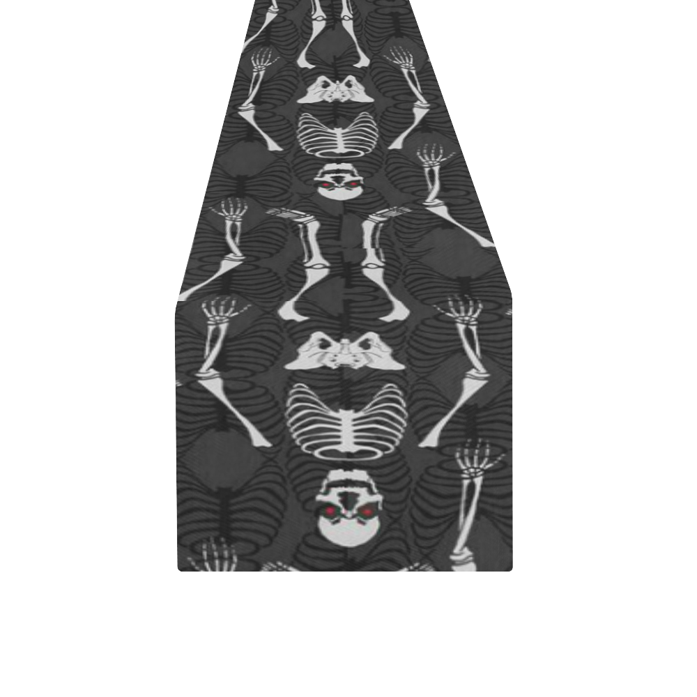 Black & White Skeletons Halloween Table Runner 14x72 inch