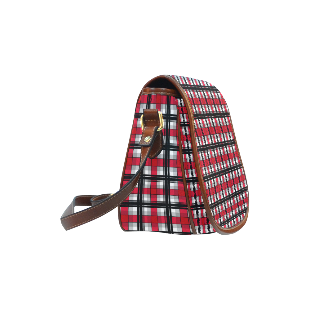Plaid tartan red black Saddle Bag/Small (Model 1649) Full Customization