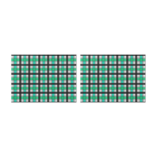 Plaid tartan green , Teal , black Placemat 14’’ x 19’’ (Set of 2)