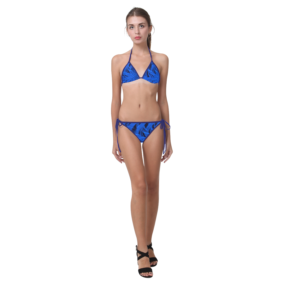 Summer Blues Abstract Blue Fractal Art Custom Bikini Swimsuit (Model S01)