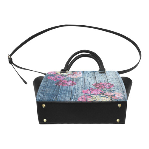 Shabby chic with painted peonies Classic Shoulder Handbag (Model 1653)