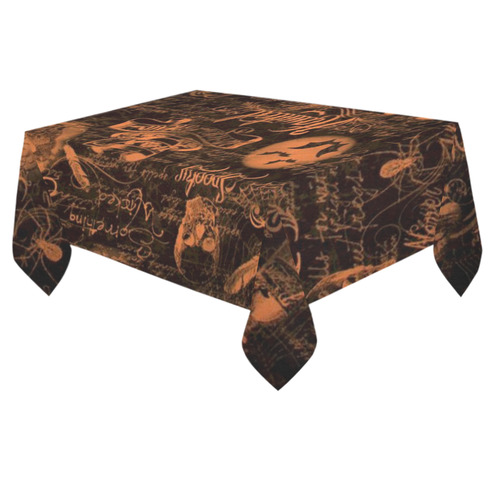 Black & Orange Haunted Halloween Cotton Linen Tablecloth 60"x 84"